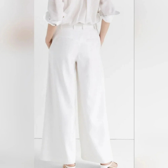 🥝HOST PICK🥝 Club Monaco Off White Wide Leg Trousers Pants Linen Blend Size  M - Picture 10 of 14